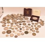 Mixed World Coins - A mixed quantity to include 1951 Crown boxed, French silver Napoleon III and