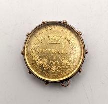 Australian - Victoria (1837-1901) Sydney Mint One Sovereign, dated 1866 encased in a yellow metal