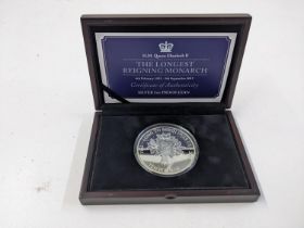 United kingdom - Elizabeth II (1952-2022), 2015, Longest Reigning monarch silver 5oz proof ten pound