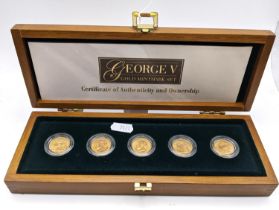 United Kingdom - George V (1910-1936), Royal Mint George V Gold Mintmark Set, comprising of five