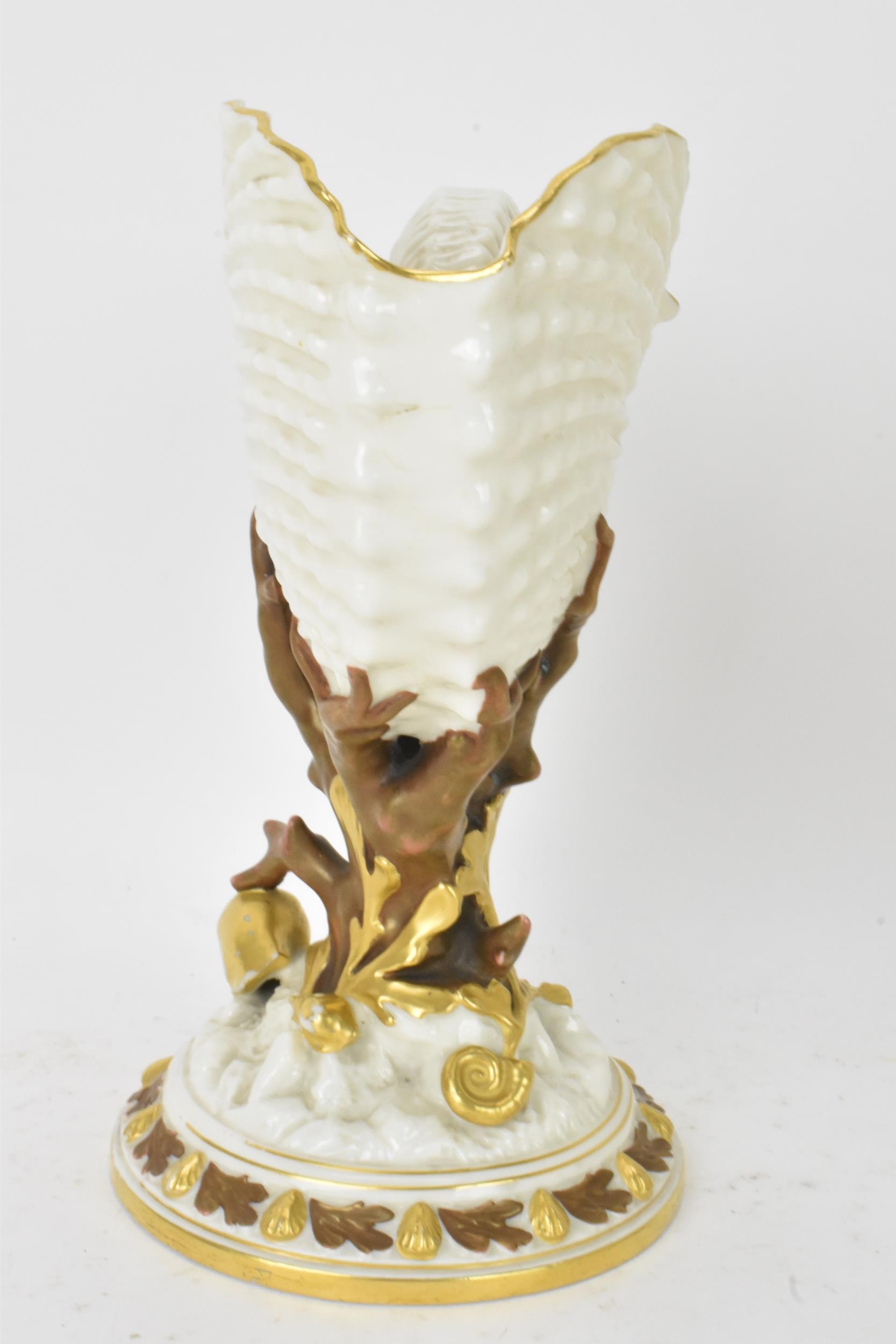 A late 19th century Royal Worcester porcelain spoon warmer, date mark for 1884, modeled in the - Image 4 of 5