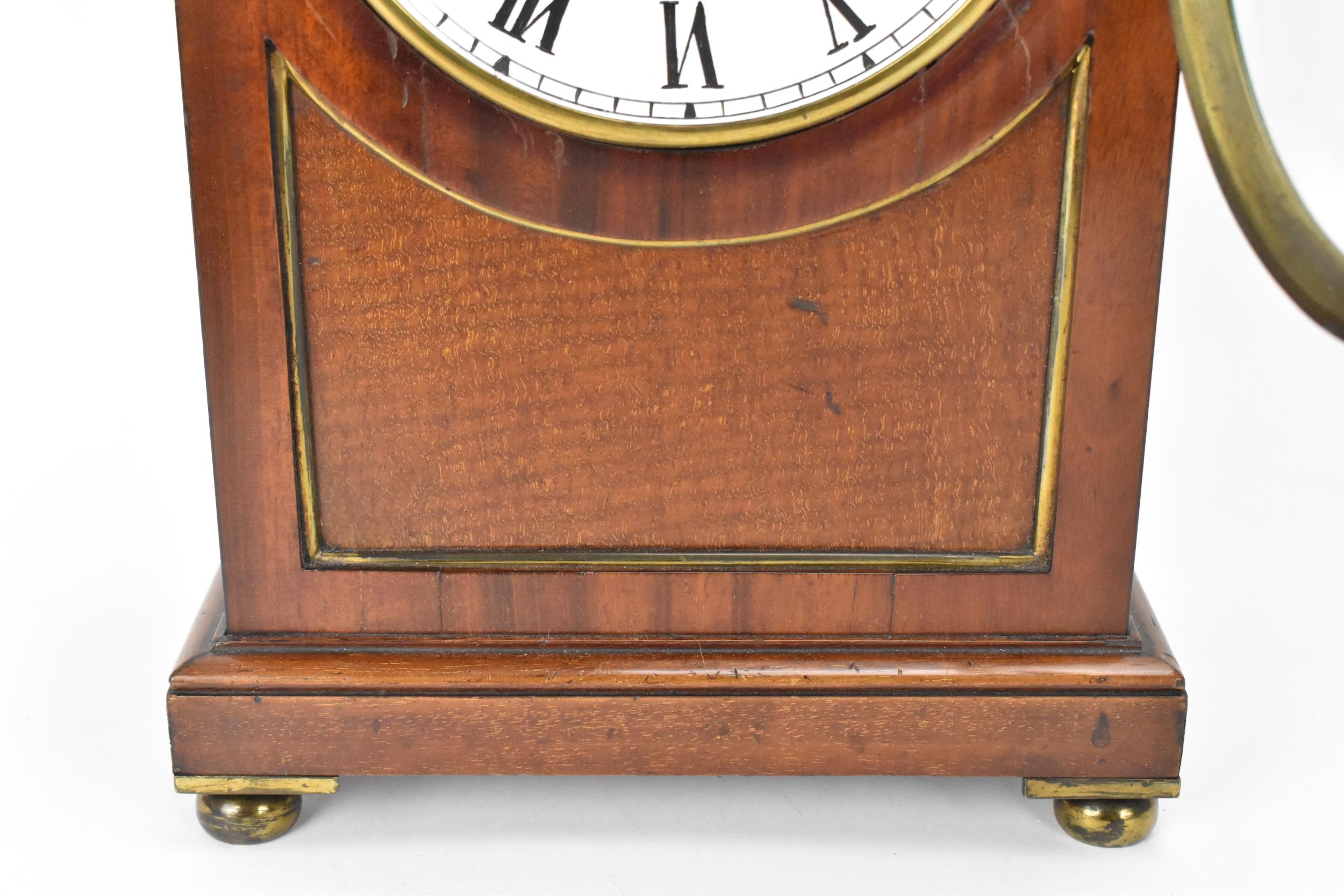 A 19th century mahogany bracket clock, the case having an arched top with gilt pierced side - Image 3 of 8