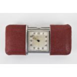 Retailed by Tiffany & Co, a Movado Ermeto Art Deco, hermetic, steel and shagreen travelling purse