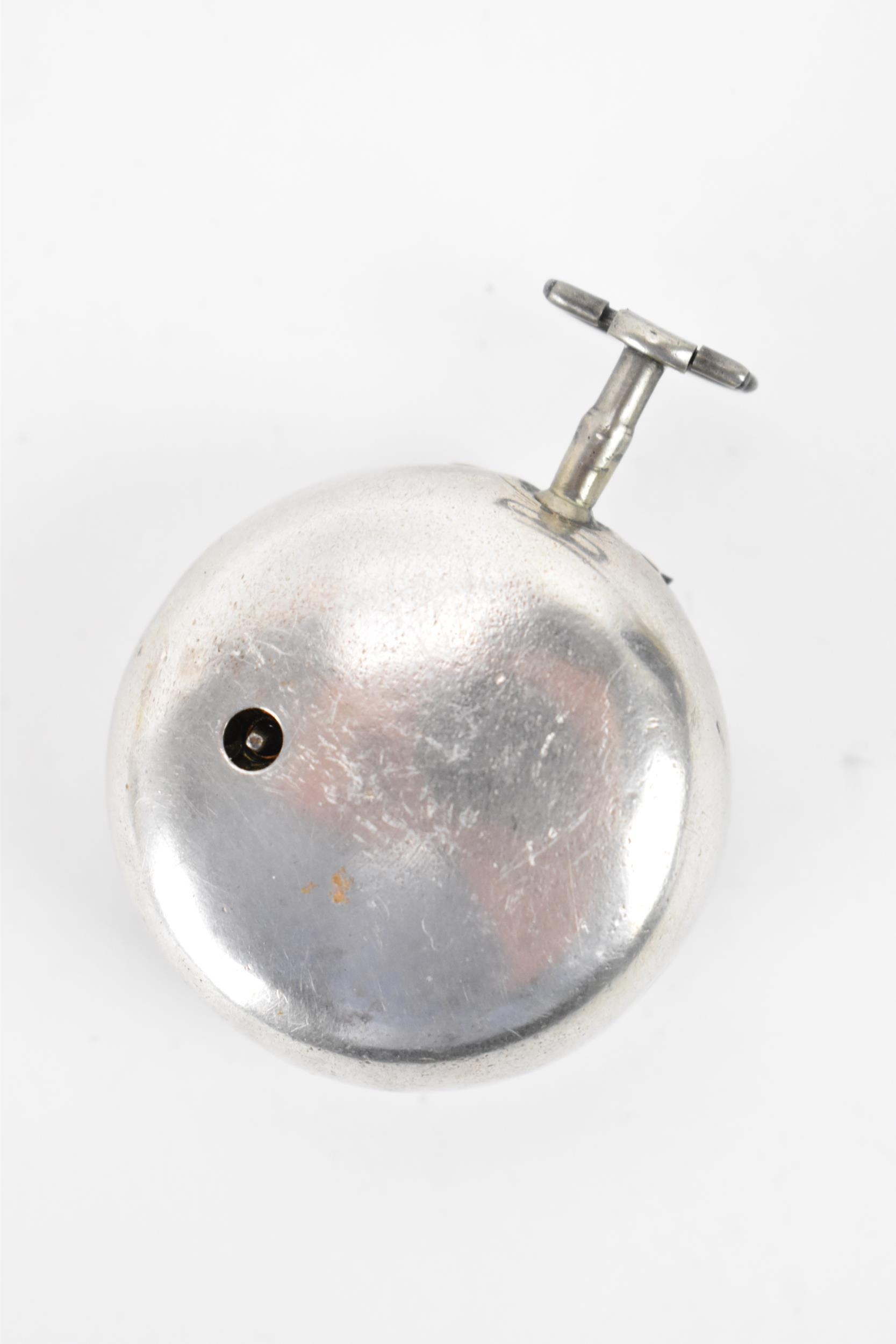 A George III shagreen and silver pair cased pocket watch, the white enamel dial having black Roman - Image 6 of 9