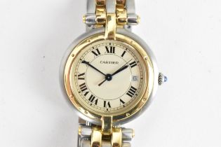 A Cartier Panthere, quartz, ladies, gold and stainless steel wristwatch, the dial with Roman