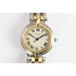 A Cartier Panthere, quartz, ladies, gold and stainless steel wristwatch, the dial with Roman