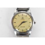 An Omega Seamaster, automatic, gents, stainless steel wristwatch, circa 1956, having a silvered