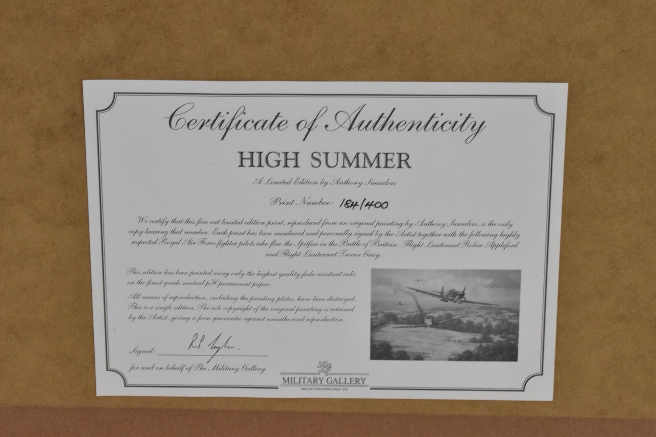 Anthony Saunders - A signed limited edition print entitled 'High Summer', numbered 184/400, with a - Image 4 of 4