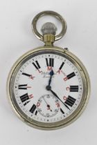 A rare J.W. Benson, Telegraphy Morse Code dial, Military issue, nickel cased pocket watch, circa