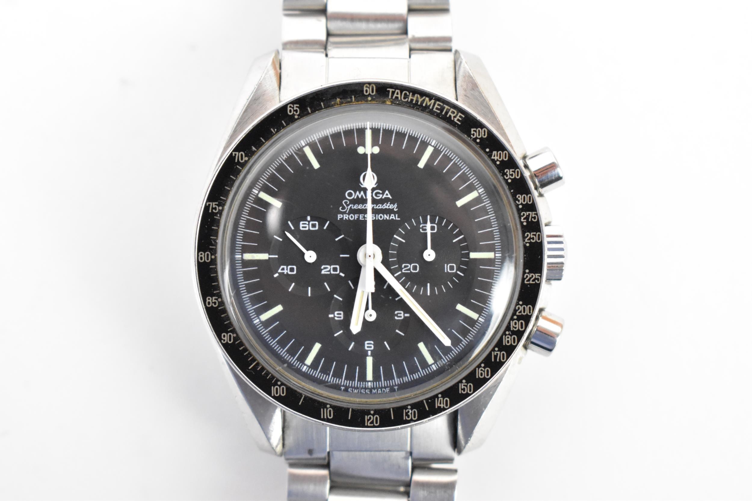 An Omega Speedmaster, chronograph, automatic, gents, stainless steel wristwatch, circa 1975,