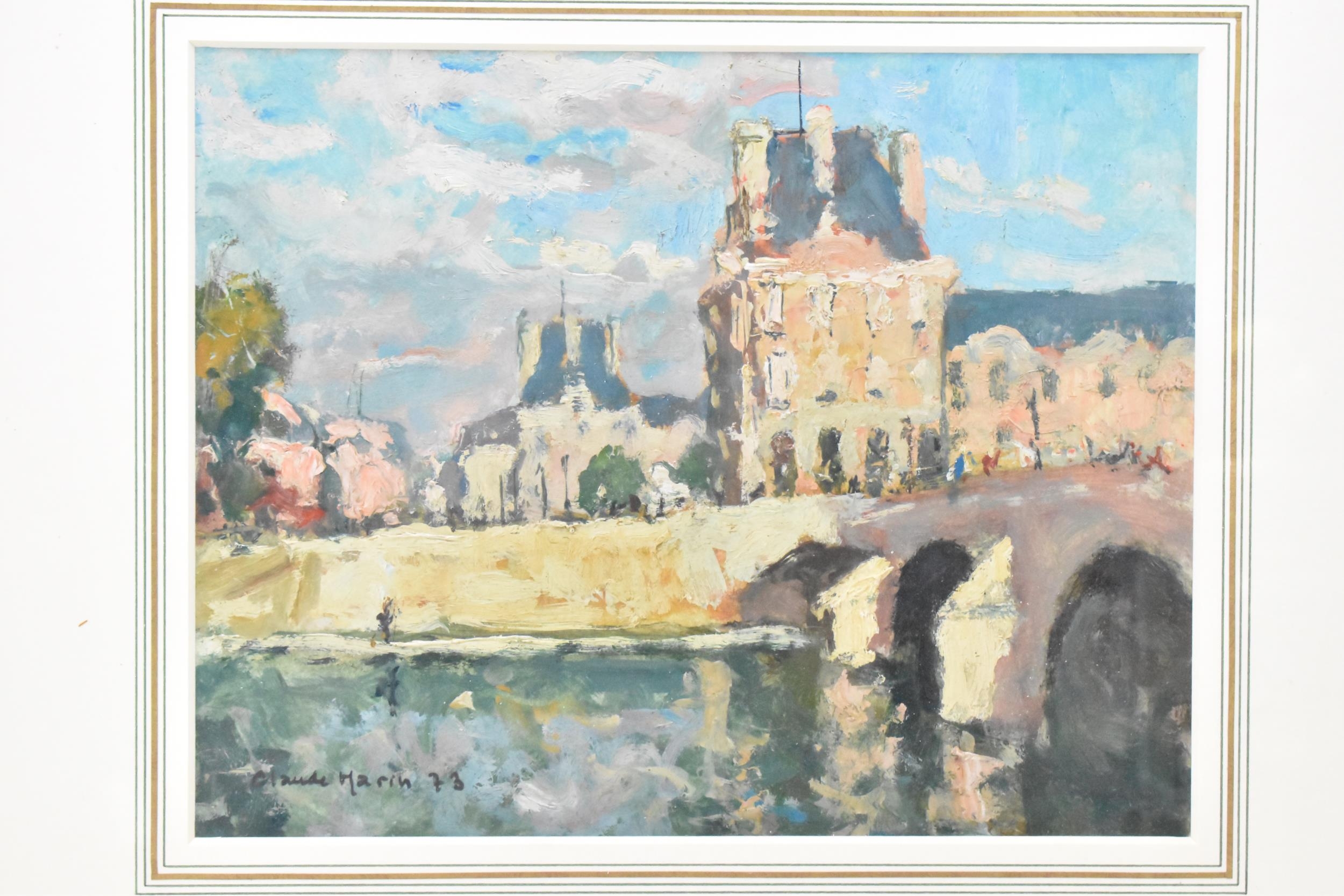 Claude Marin (1914-2001) - Louvre Palace with Pont Royal and a Parisian street scene, oil paintings, - Image 2 of 4