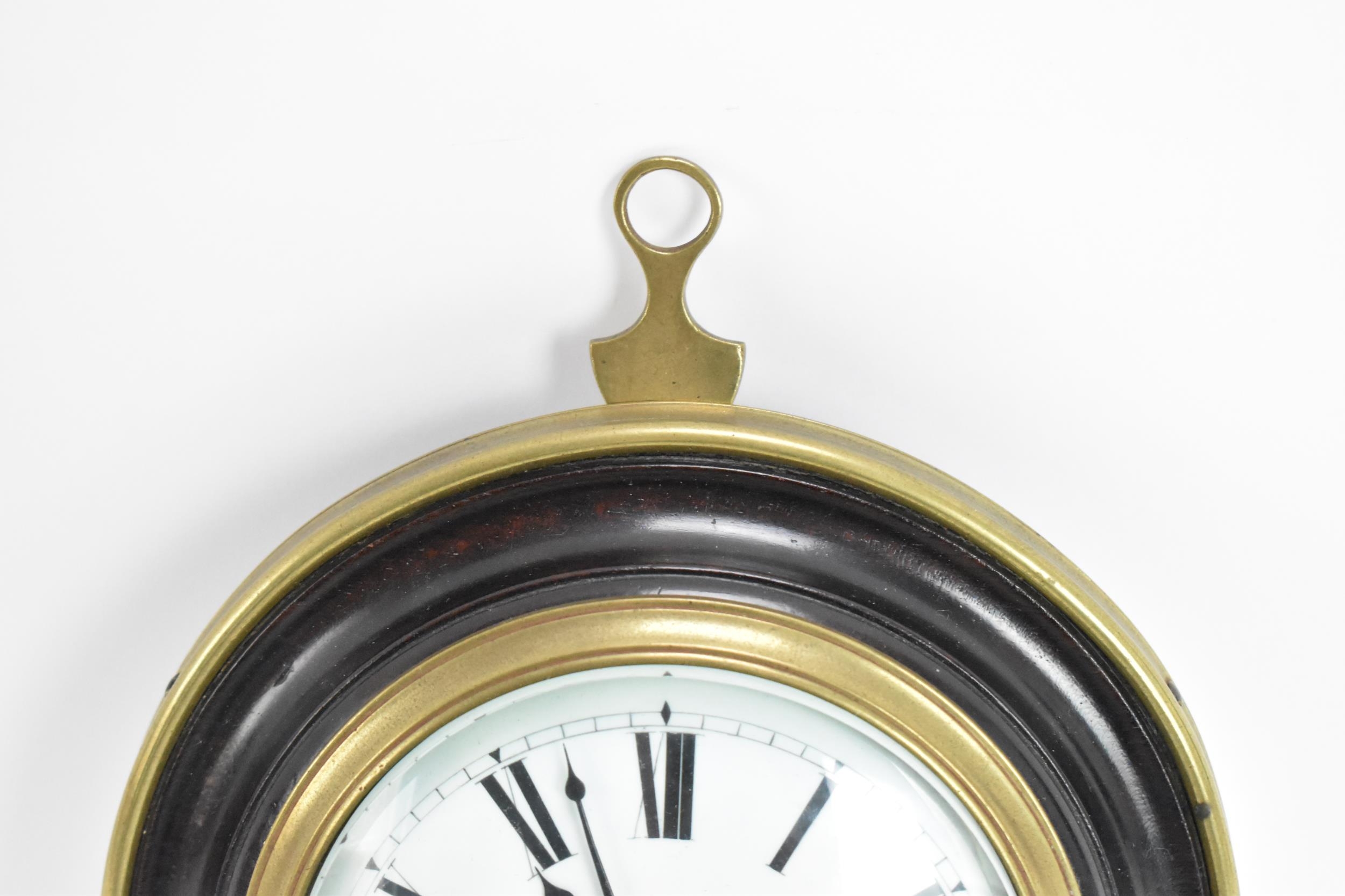 An early 19th century sedan chair clock, having a stepped circular ebonised case with brass - Image 2 of 6