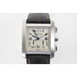 A Cartier Tank Francaise, chronograph, quartz, gents, stainless steel wristwatch, having a square