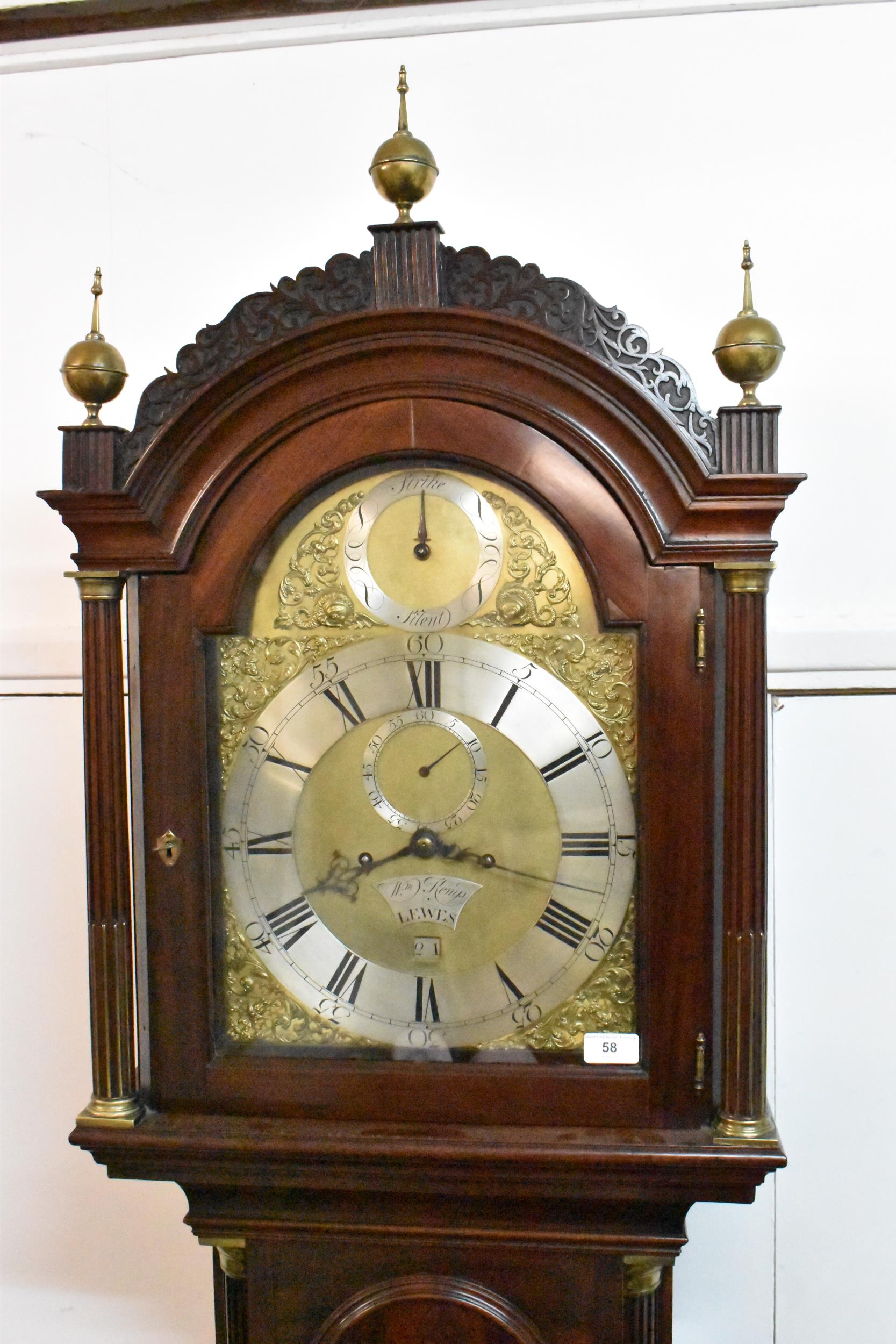 A George III mahogany longcase clock, the case having an arched top with three ball and spike - Image 3 of 9