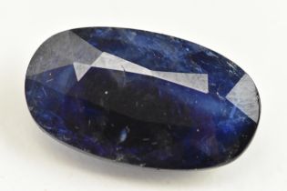 An oval faceted cut loose sapphire gemstone, 21.7mm x 12.6mm x 6.2mm