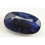 An oval faceted cut loose sapphire gemstone, 21.7mm x 12.6mm x 6.2mm