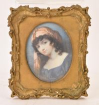 An early 19th century ivory miniature portrait depicting Lady Elizabeth Smyth, the daughter of