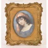An early 19th century ivory miniature portrait depicting Lady Elizabeth Smyth, the daughter of