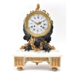 A 19th century French Marble, Bronze and Ormolu Mounted Empire Clock by Deniere of Paris, with large