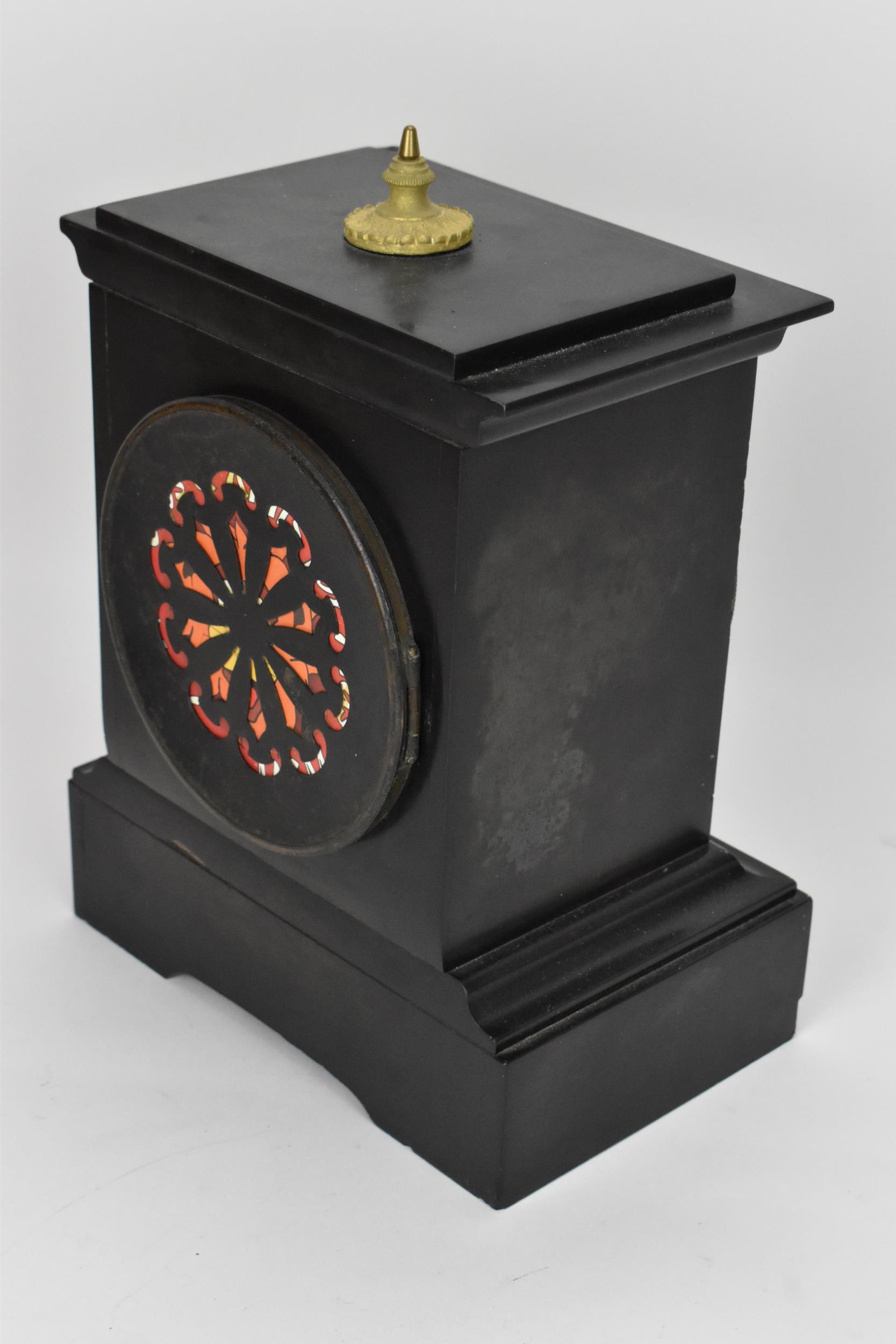 A Barraud & Lunds late Victorian 8 day black marble mantle clock, the case having a gilt metal - Image 4 of 6