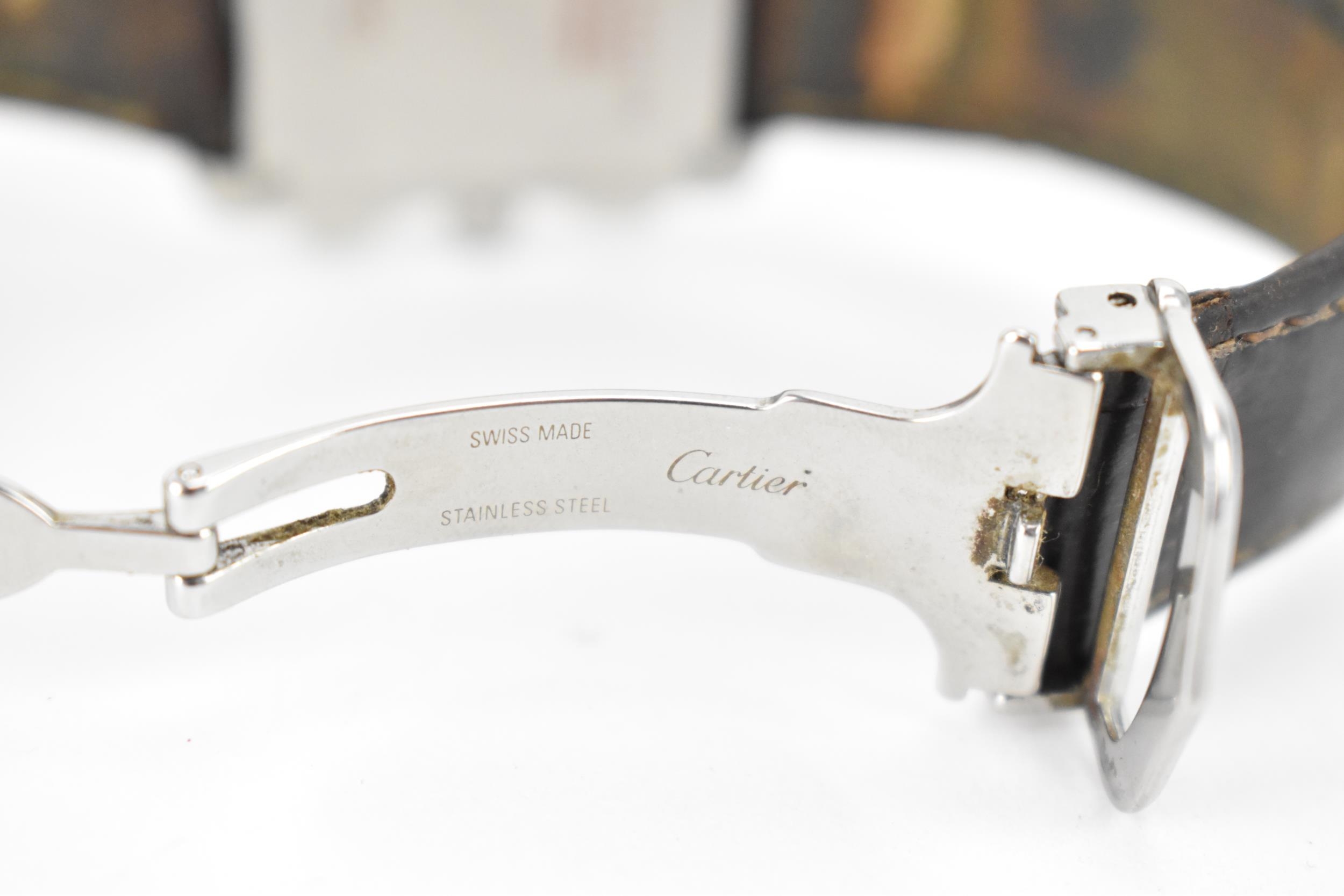 A Cartier Tank Francaise, chronograph, quartz, gents, stainless steel wristwatch, having a square - Image 6 of 6