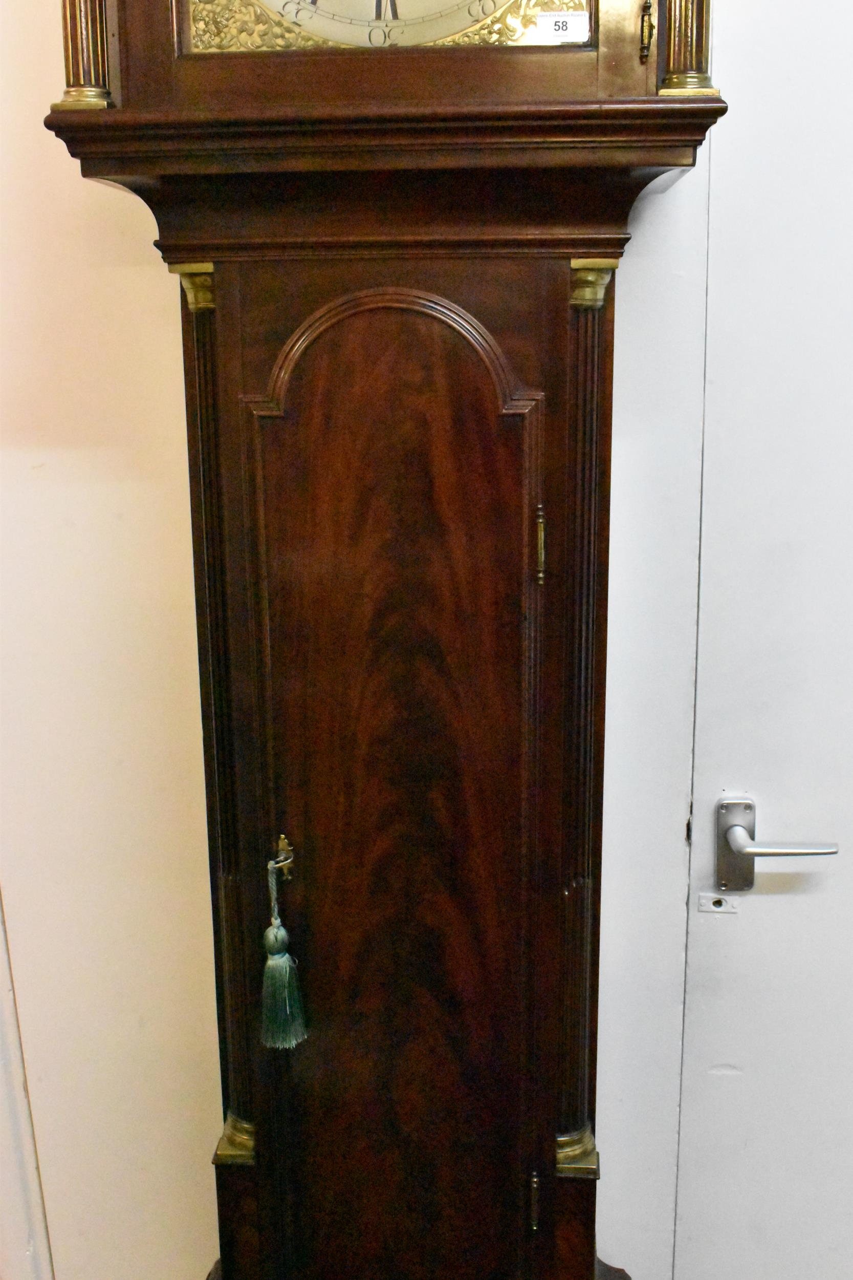 A George III mahogany longcase clock, the case having an arched top with three ball and spike - Image 4 of 9