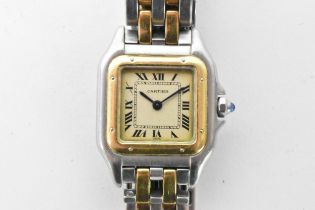 A Cartier Panther, quartz, ladies, gold and stainless steel wristwatch,