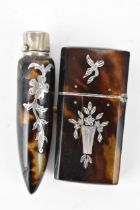 Two 19th century tortoiseshell and pique work scent bottles to include one of octagonal form and