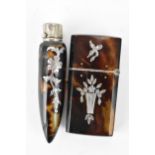 Two 19th century tortoiseshell and pique work scent bottles to include one of octagonal form and