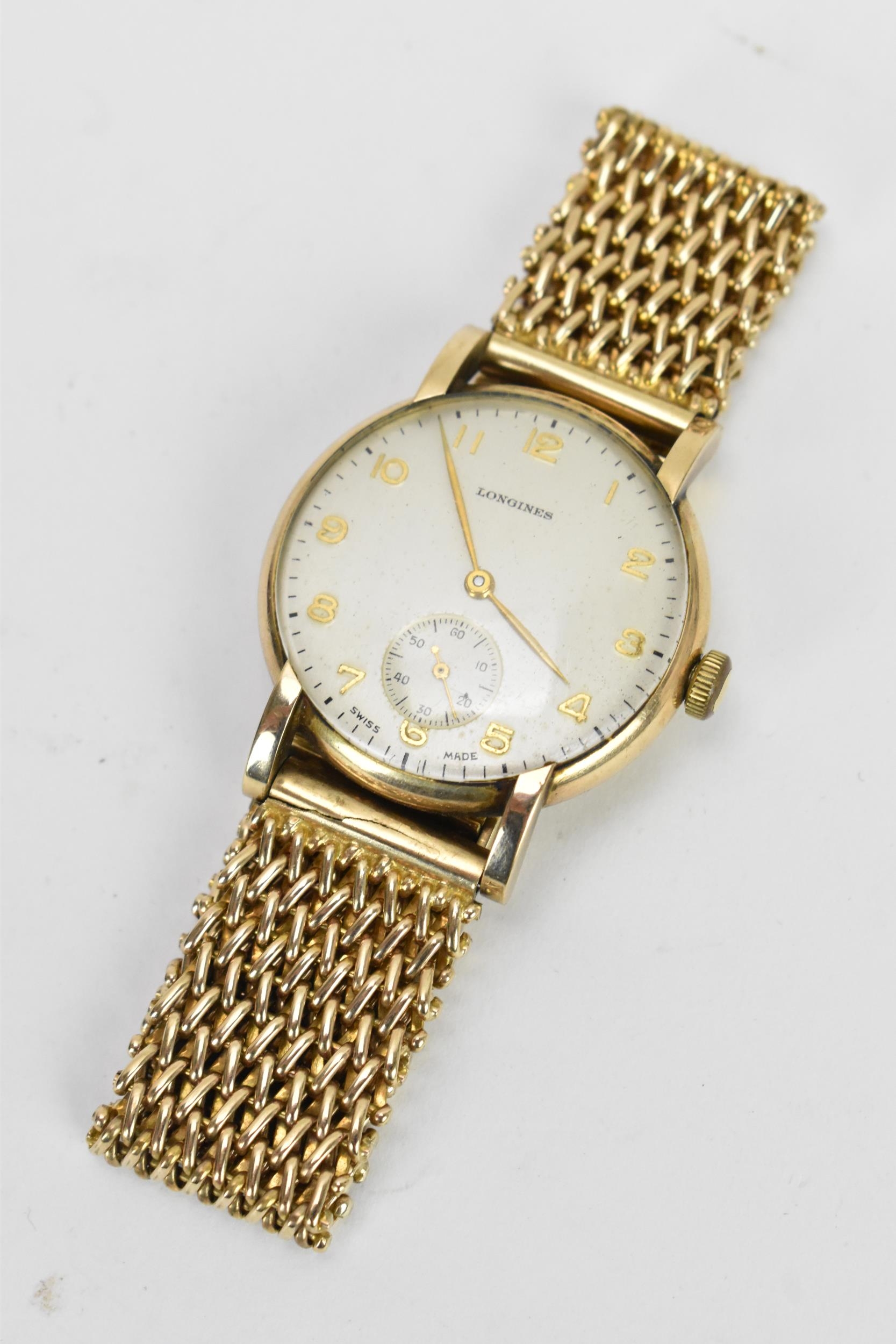 A Longines, manual wind, gents, 9ct gold wristwatch, circa 1950s, having a silvered dial, subsidiary - Image 2 of 11