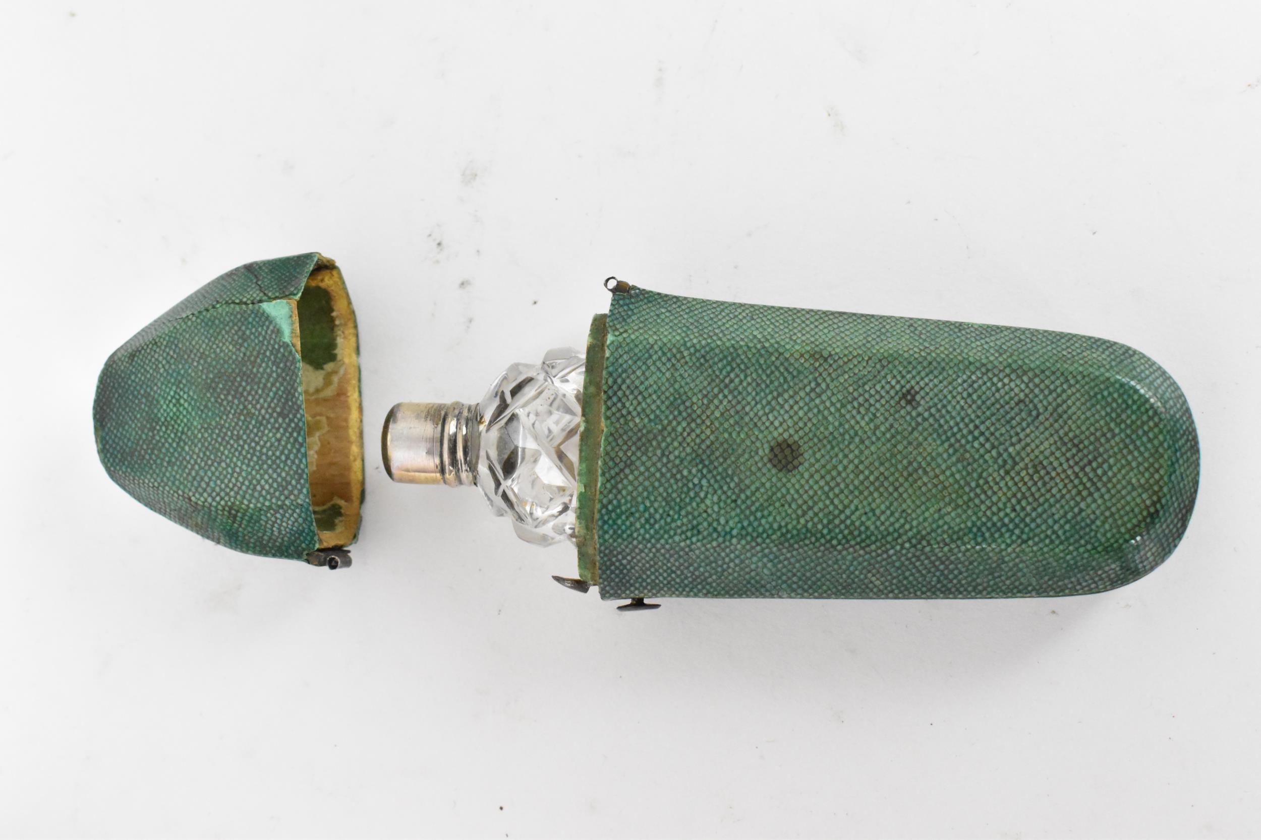 Four late 19th century shagreen items with hinged lids to include a pin cushion, two scent bottle - Image 3 of 5