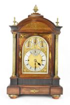 An early 20th century large boardroom triple fusee clock, the rosewood case having three gilt