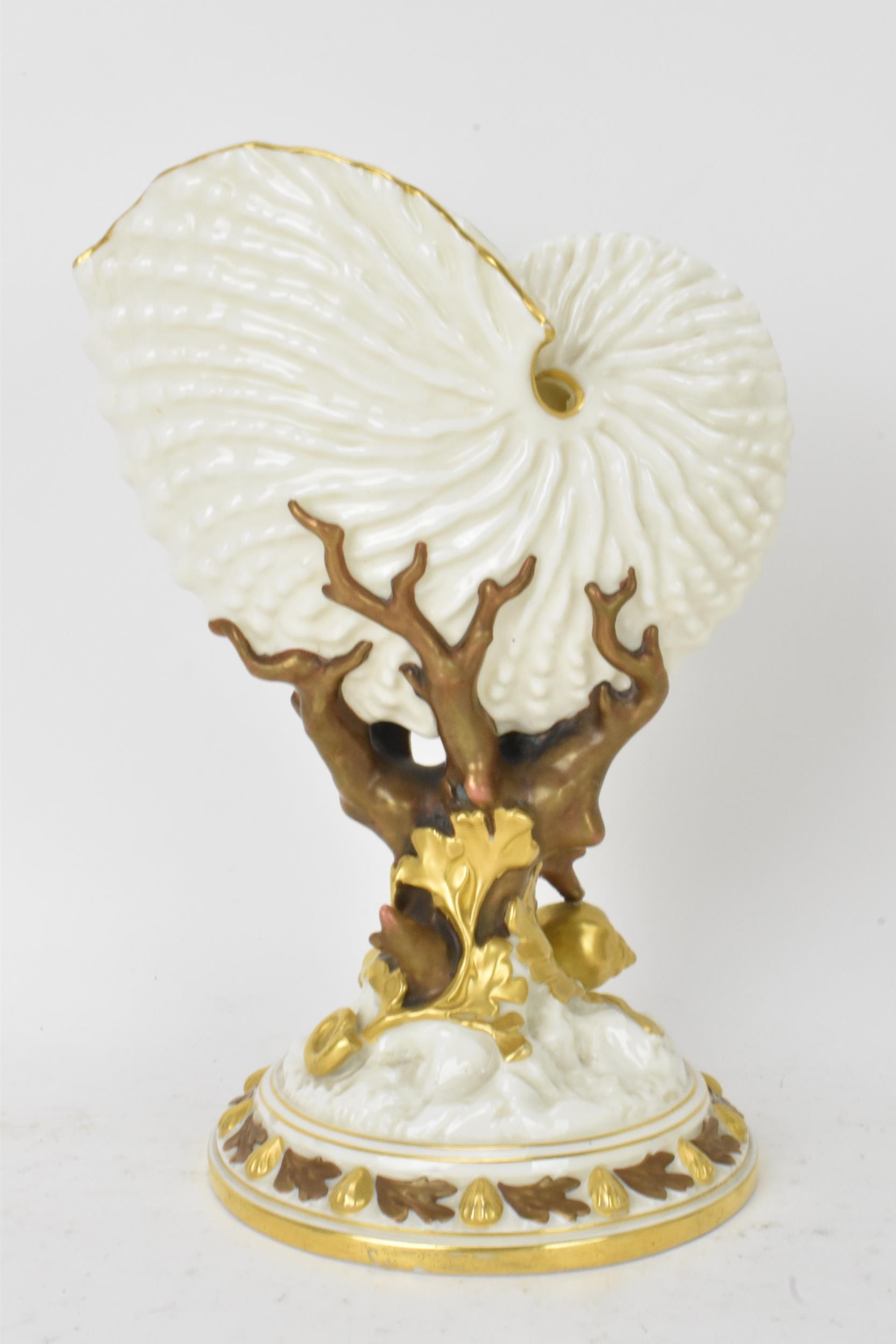 A late 19th century Royal Worcester porcelain spoon warmer, date mark for 1884, modeled in the - Image 2 of 5
