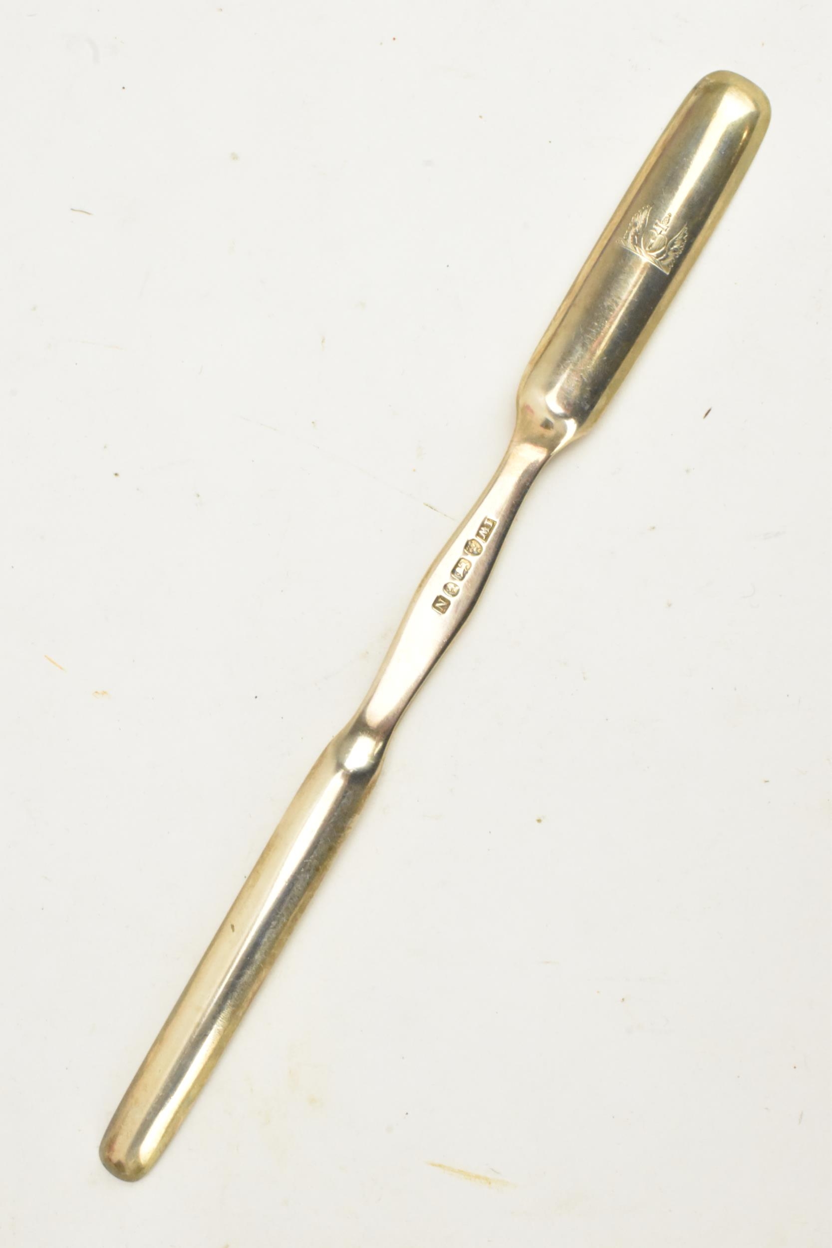 A George IV silver double ended marrow scoop, engraved with family crest, hallmarked Newcastle 1827, - Image 2 of 3