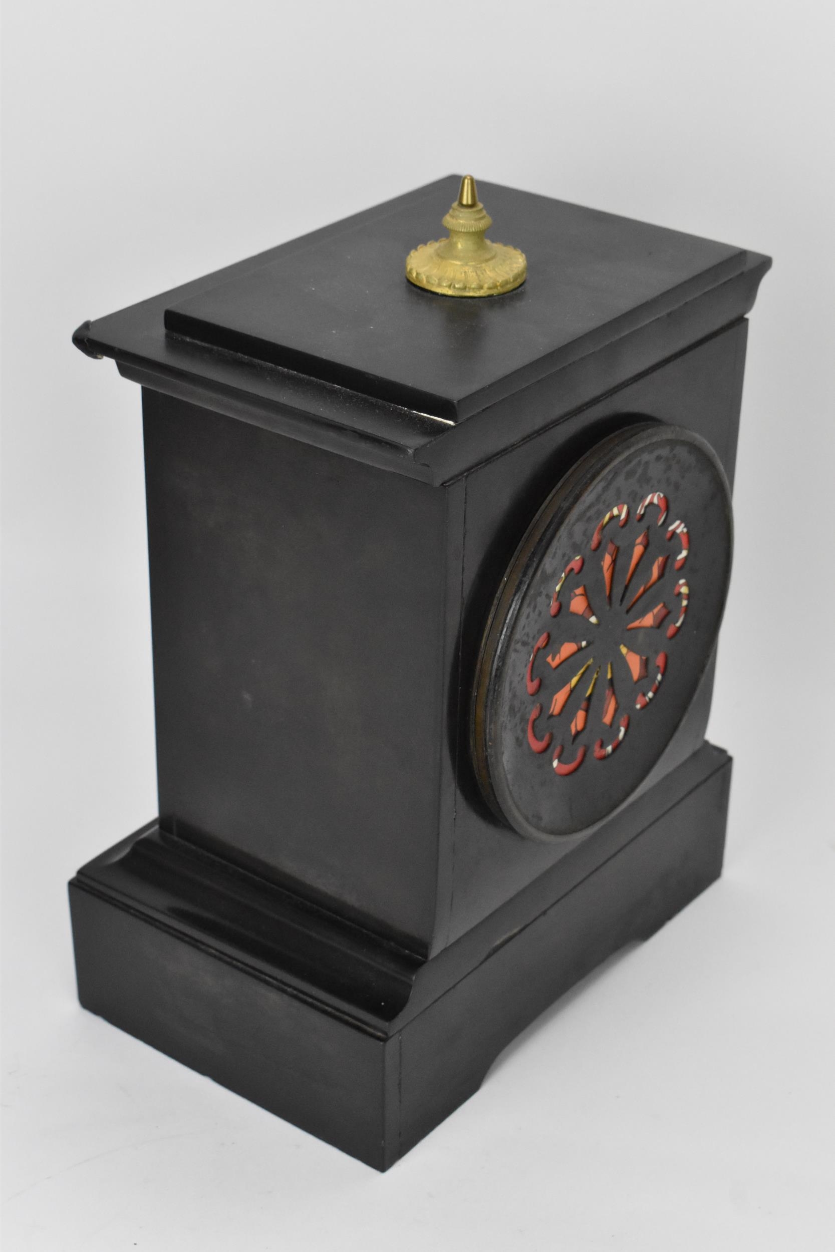 A Barraud & Lunds late Victorian 8 day black marble mantle clock, the case having a gilt metal - Image 3 of 6