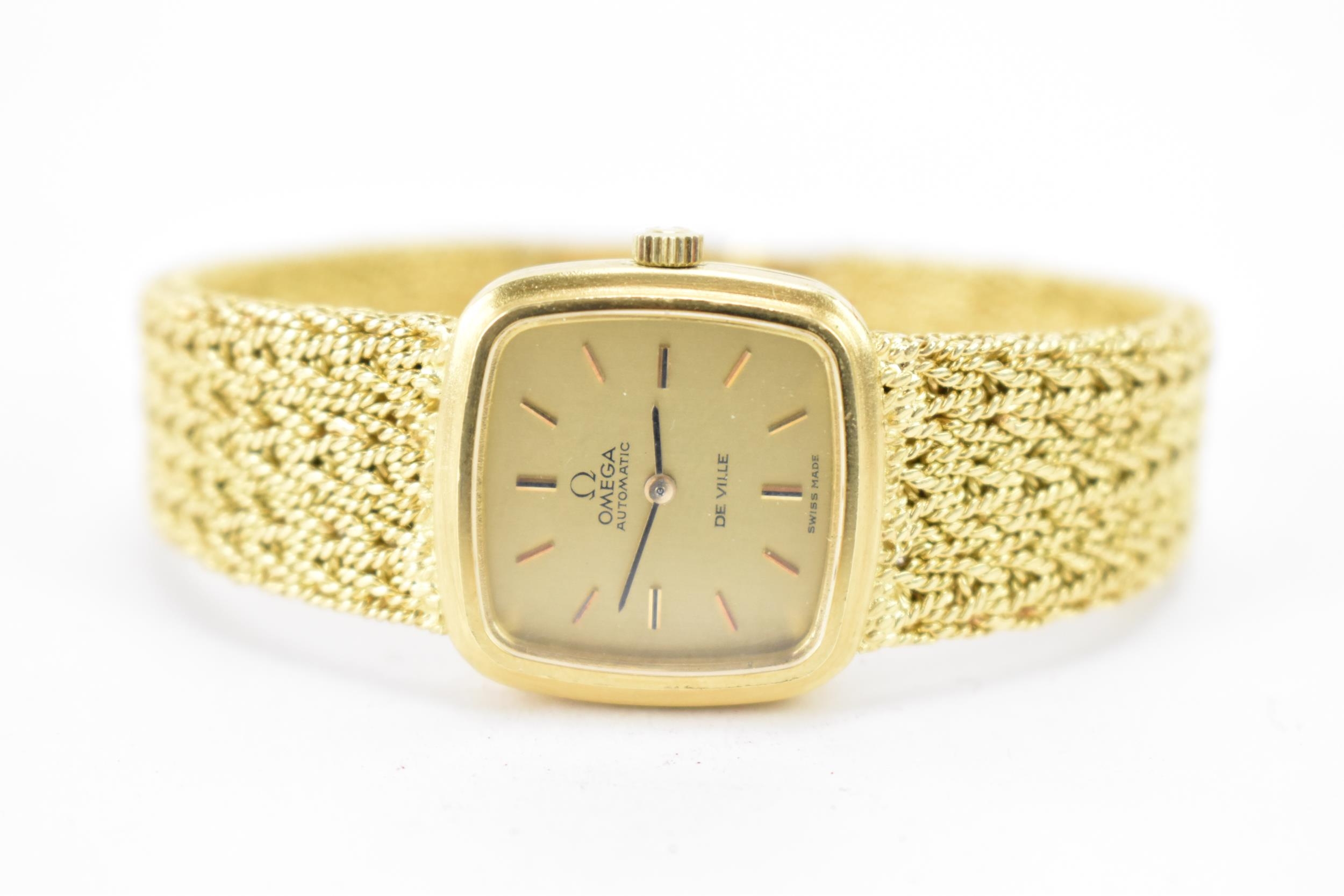 An Omega De Ville, automatic, ladies, 18ct gold wristwatch, circa 1975, having a gilt dial, baton - Image 2 of 7