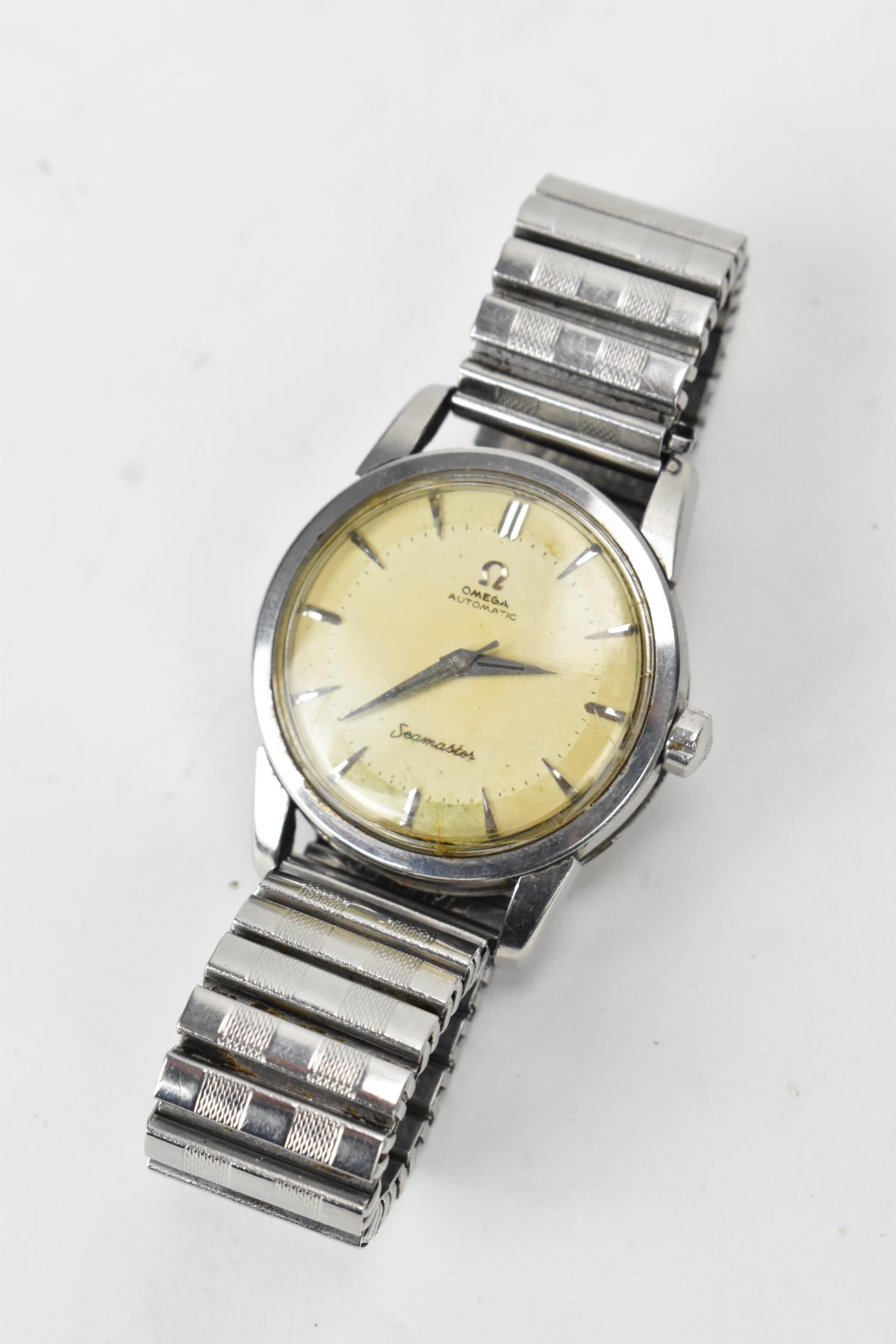 An Omega Seamaster, automatic, gents, stainless steel wristwatch, circa 1956, having a silvered - Image 2 of 7