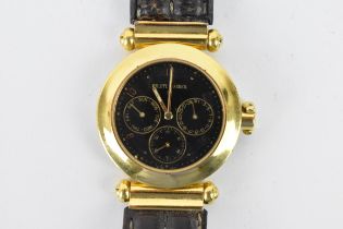 A Philippe Charriol, quartz, gents, gold plated wristwatch, having a black dial, three subsidiary