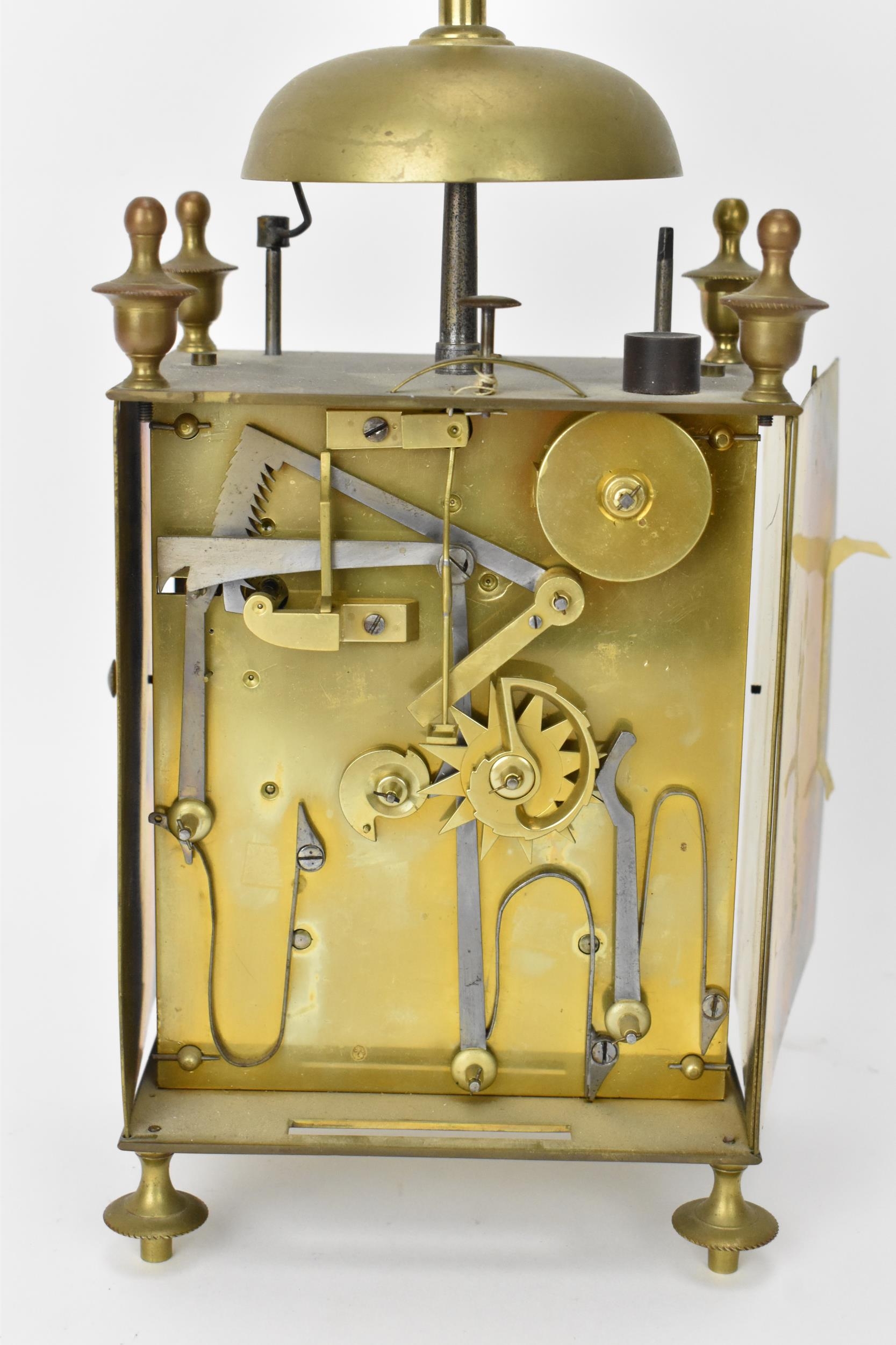 An early 19th century French capucine travel alarm clock, having a 3.5 inch white enamel dial with - Image 4 of 7