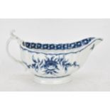 An 18th century Worcester porcelain blue and white sauce boat, circa 1770-80, moulded fluted form