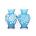 A pair of late 19th Century Stourbridge cameo glass vase, attributed to Thomas Webb & Co, the