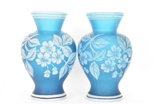 A pair of late 19th Century Stourbridge cameo glass vase, attributed to Thomas Webb & Co, the