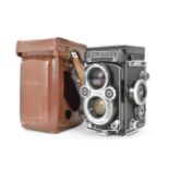 A vintage mid century, Rolleiflex, Synchro Compur, Franke & Heidecke camera with Carl Zeiss Nr