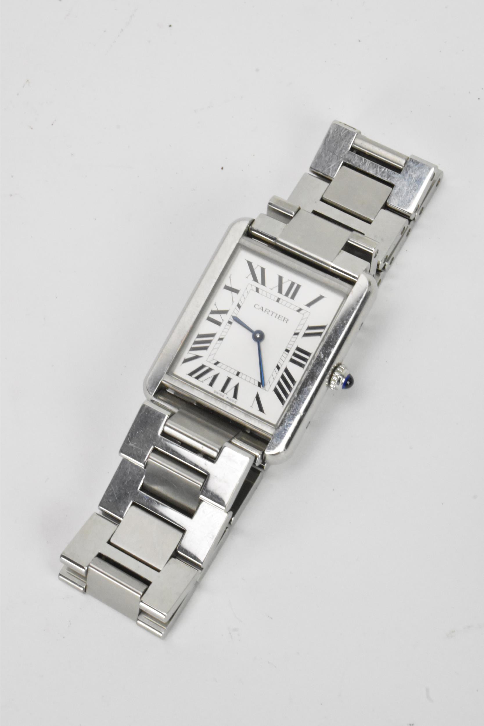 A Cartier Tank Solo, quartz, stainless steel wristwatch, having a silvered dial - Image 3 of 7