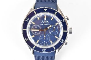 A Doxa Sub C-Graph, automatic, gents, stainless steel wristwatch, having a blue dial, luminous