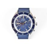 A Doxa Sub C-Graph, automatic, gents, stainless steel wristwatch, having a blue dial, luminous