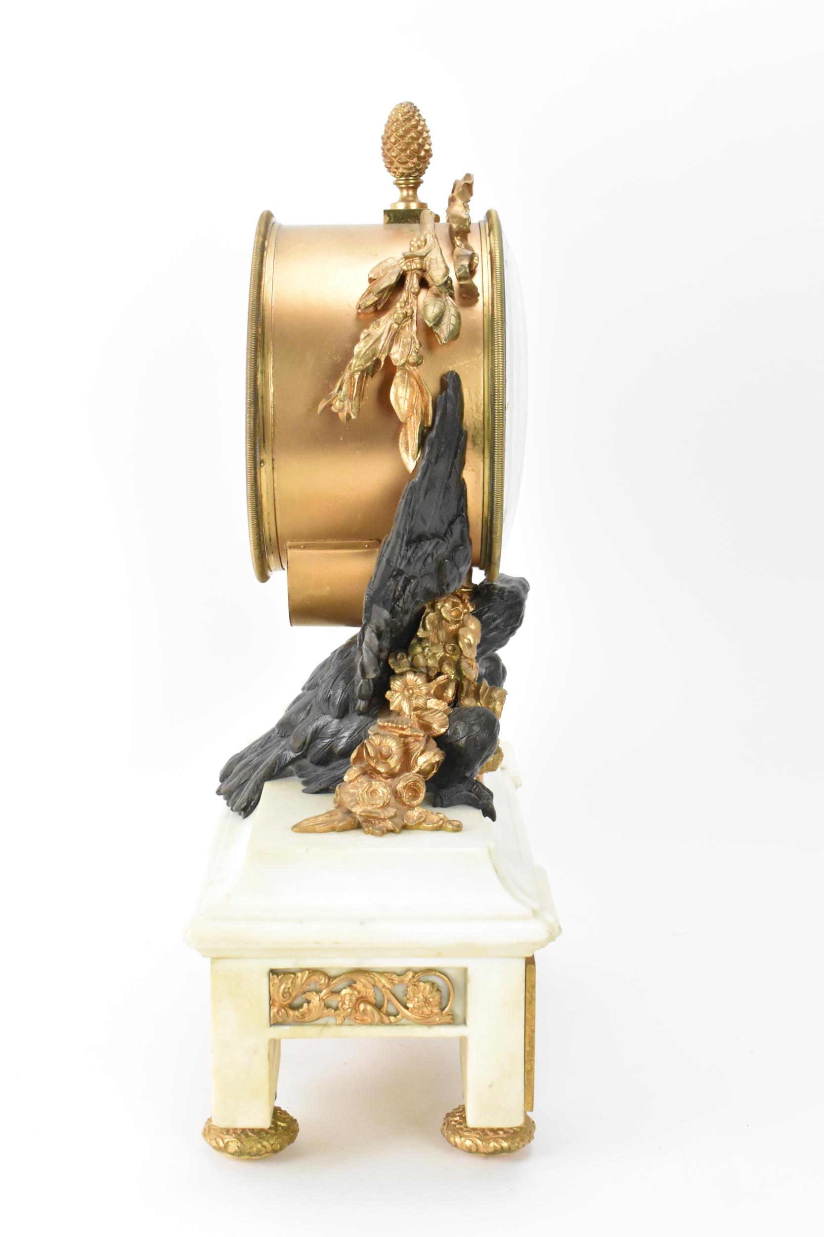 A 19th century French Marble, Bronze and Ormolu Mounted Empire Clock by Deniere of Paris, with large - Image 5 of 7