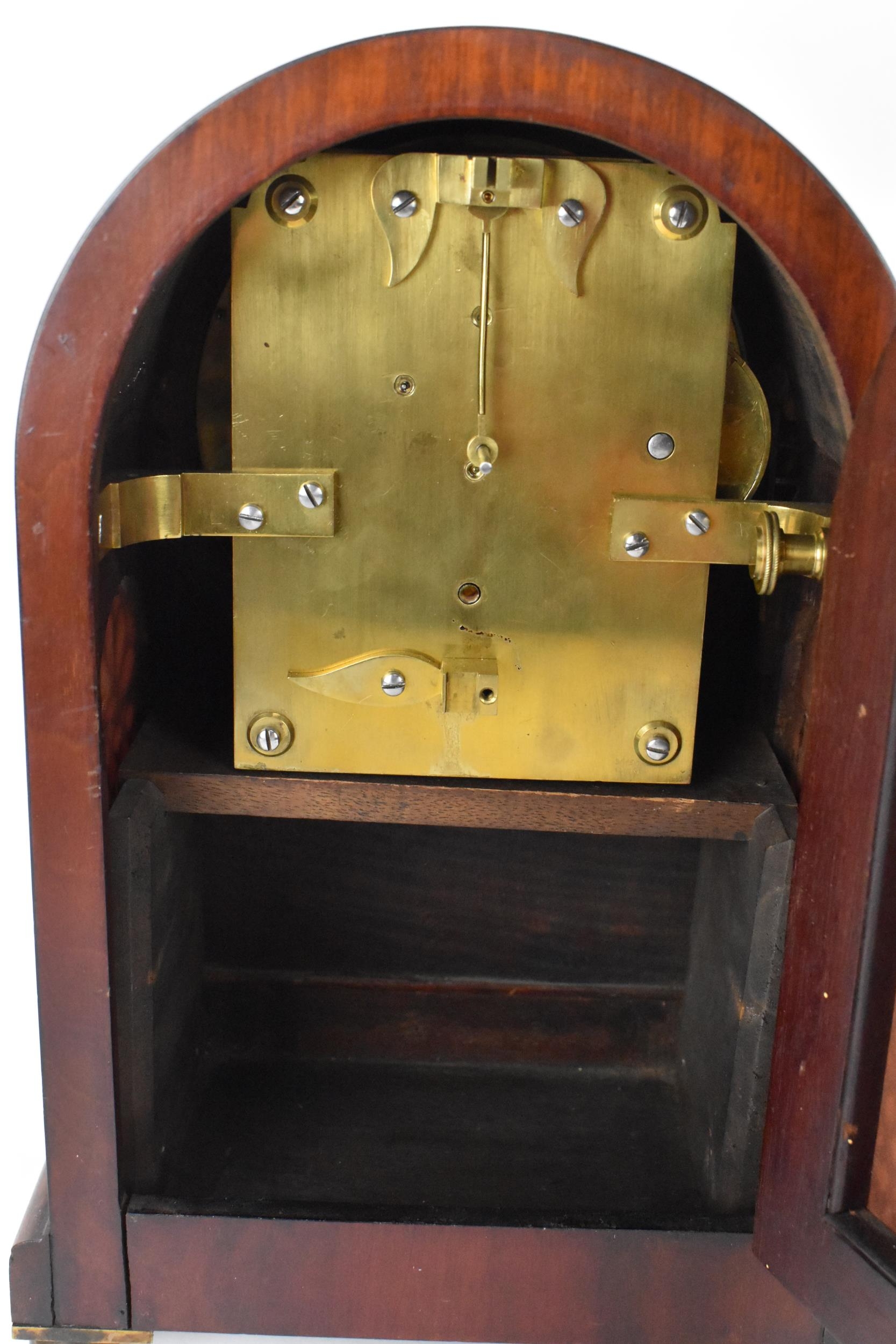 A 19th century mahogany bracket clock, the case having an arched top with gilt pierced side - Image 8 of 8