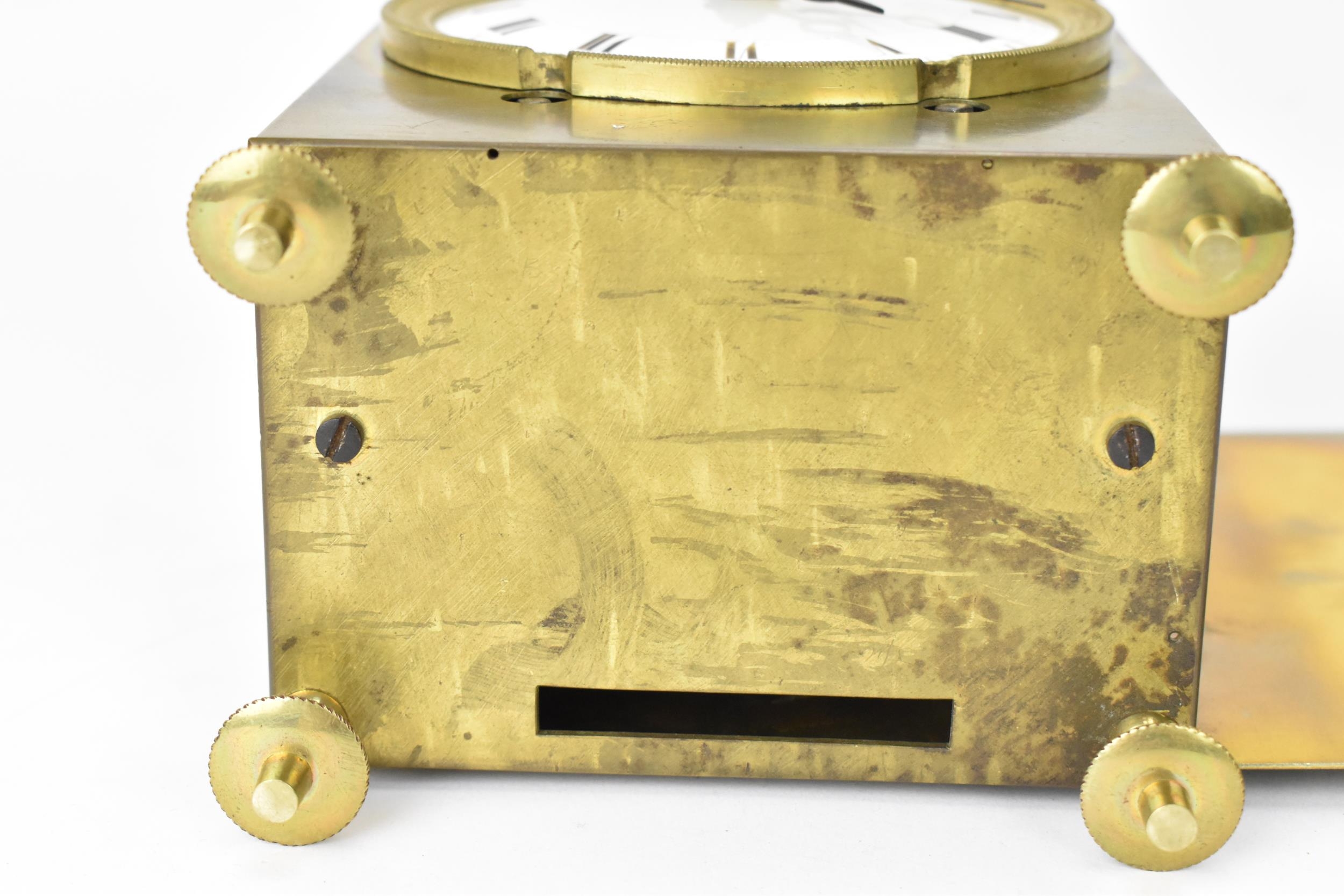 An early 19th century French capucine travel alarm clock, having a 3.5 inch white enamel dial with - Image 7 of 7