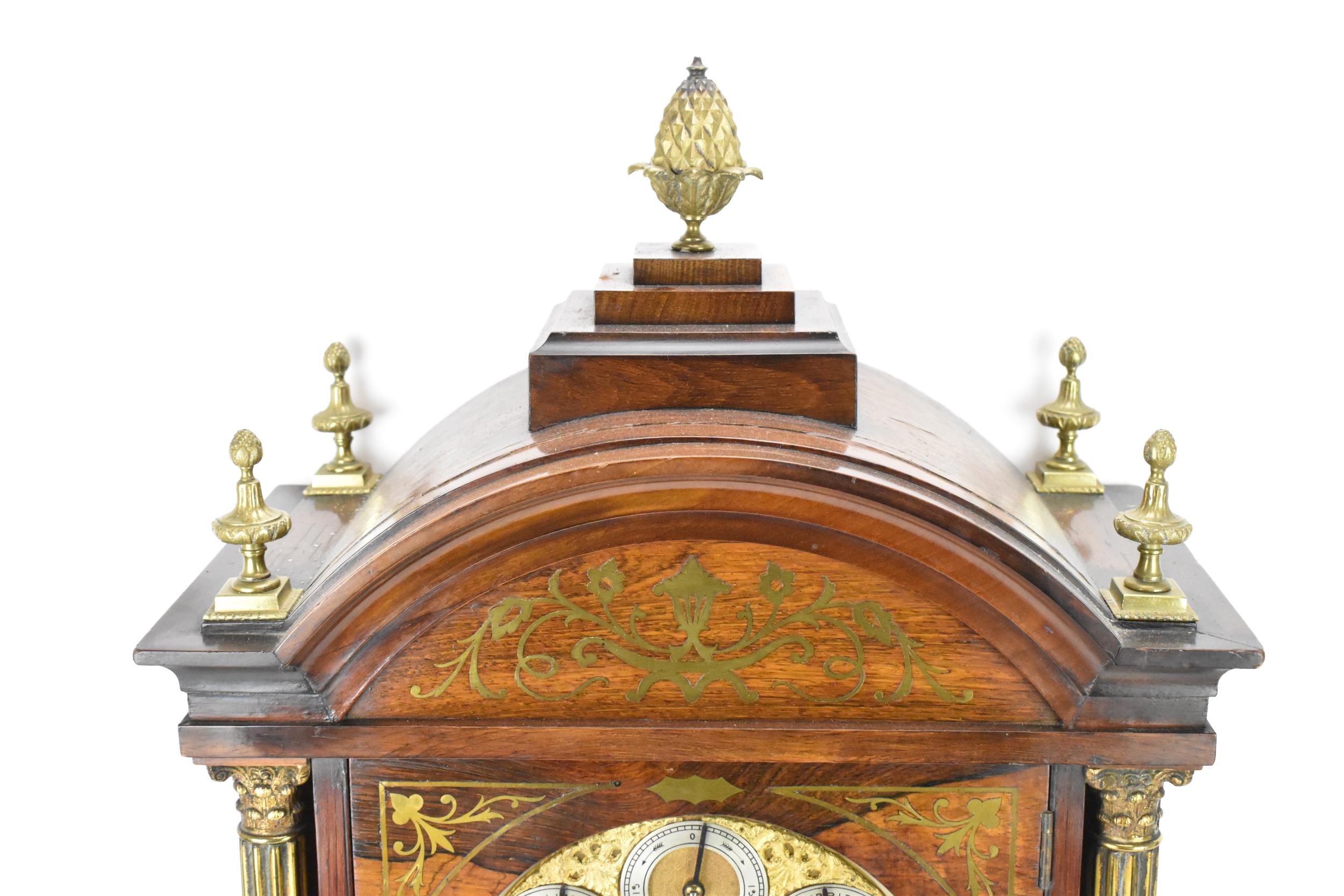 An early 20th century large boardroom triple fusee clock, the rosewood case having three gilt - Image 2 of 9